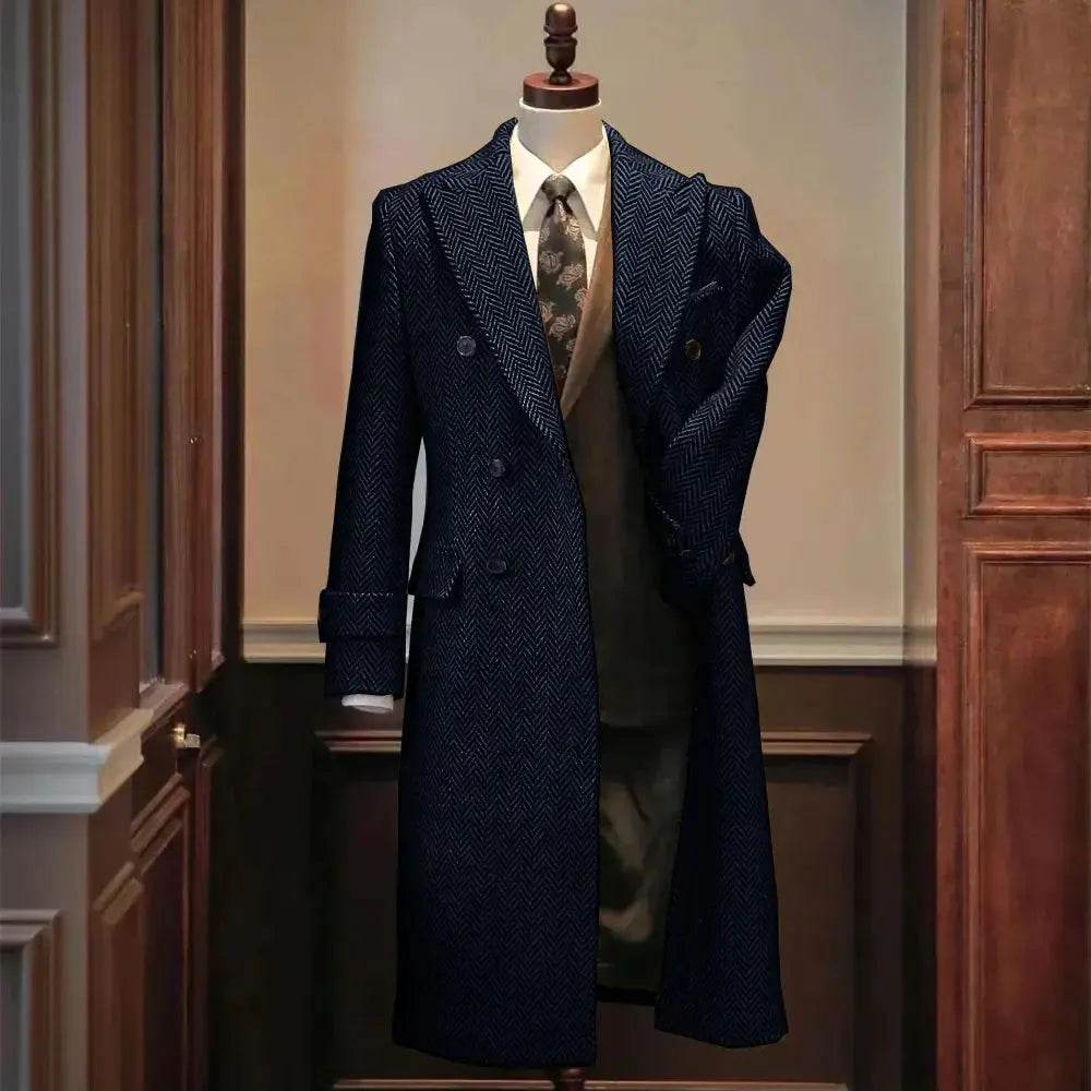 Men Jackets Notched Herringbone Lapel Blazer High Quality Suit Long Coat Windbreaker Camping Men's clothing chaquetas hombre - Mulambo store