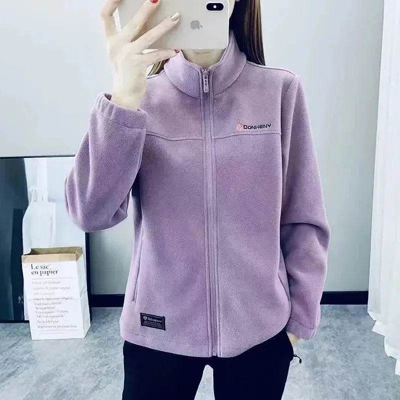 plus Size Women's Fleece Coat Warm Casual Outdoor Sportswear for Spring Winter Hiking Jogging Yoga Lady Cardigan Jacket Chaqueta - Mulambo store