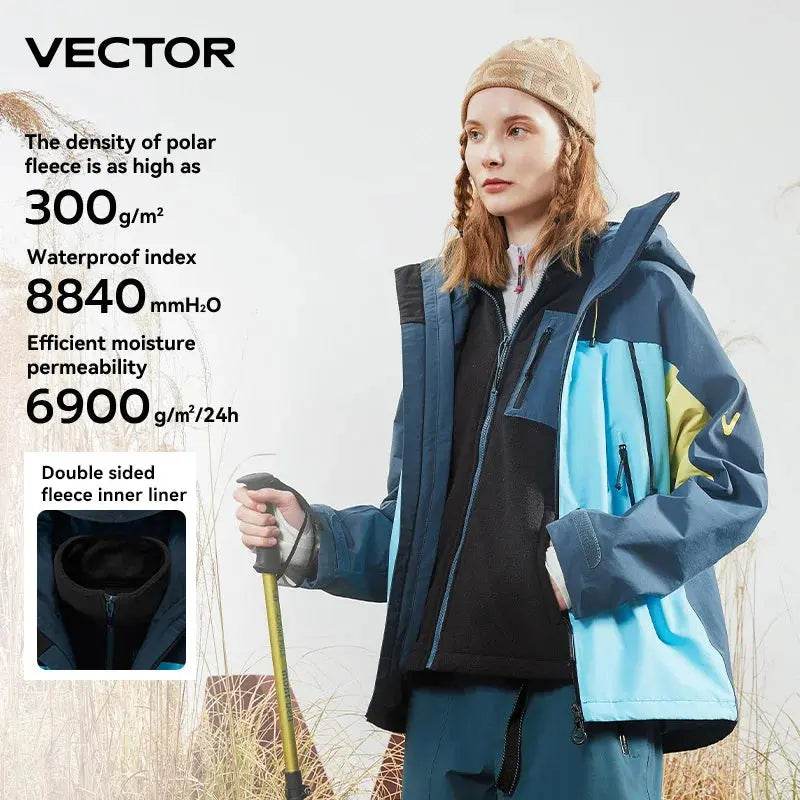 VECTOR Men Woman 3-in-1 Outdoor Jackets Hiking Jacket Waterproof Windproof Outdoor Camping Coat 100% Nylon Chaquetas Hombre - Mulambo store