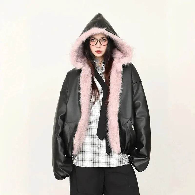 Korea Fuax Fur Hooded Parkas Cooton Coats Vintage Thicken Loose Casual Chaqueta Tops Fashion Snow Wear Women Jackets Abrigos - Mulambo store