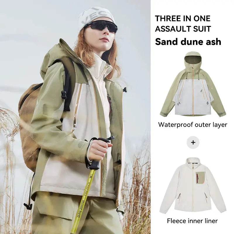 VECTOR Men Woman 3-in-1 Outdoor Jackets Hiking Jacket Waterproof Windproof Outdoor Camping Coat 100% Nylon Chaquetas Hombre - Mulambo store