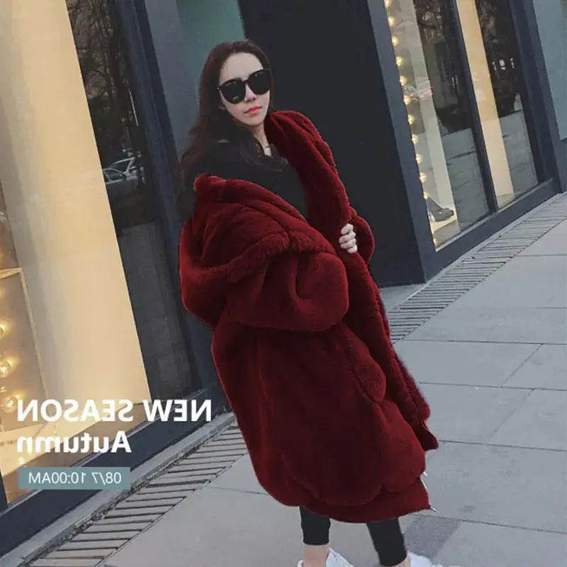 Oversized Winter Faux Fur Coat Women Parka Long Warm Faux Fur Jacket Coats Hoodies Loose Winter Coat Outwear Casaco Feminino - Mulambo store