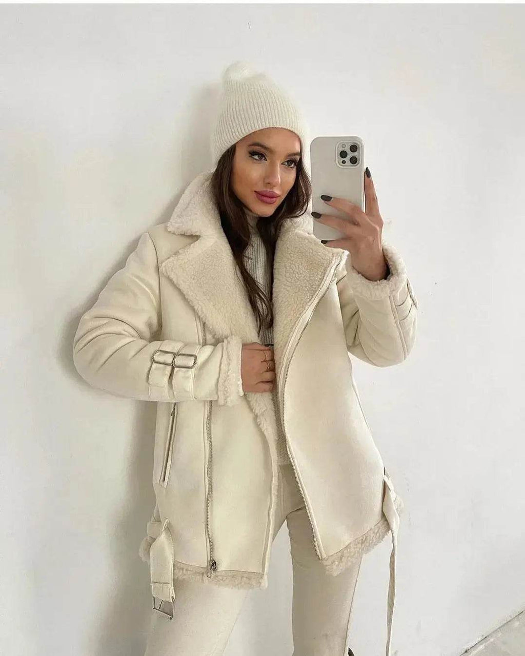 Autumn And Winter New Suede Lapel Zipper Cardigan Fashion Women's Long Sleeve Solid Color Coat Women - Mulambo store