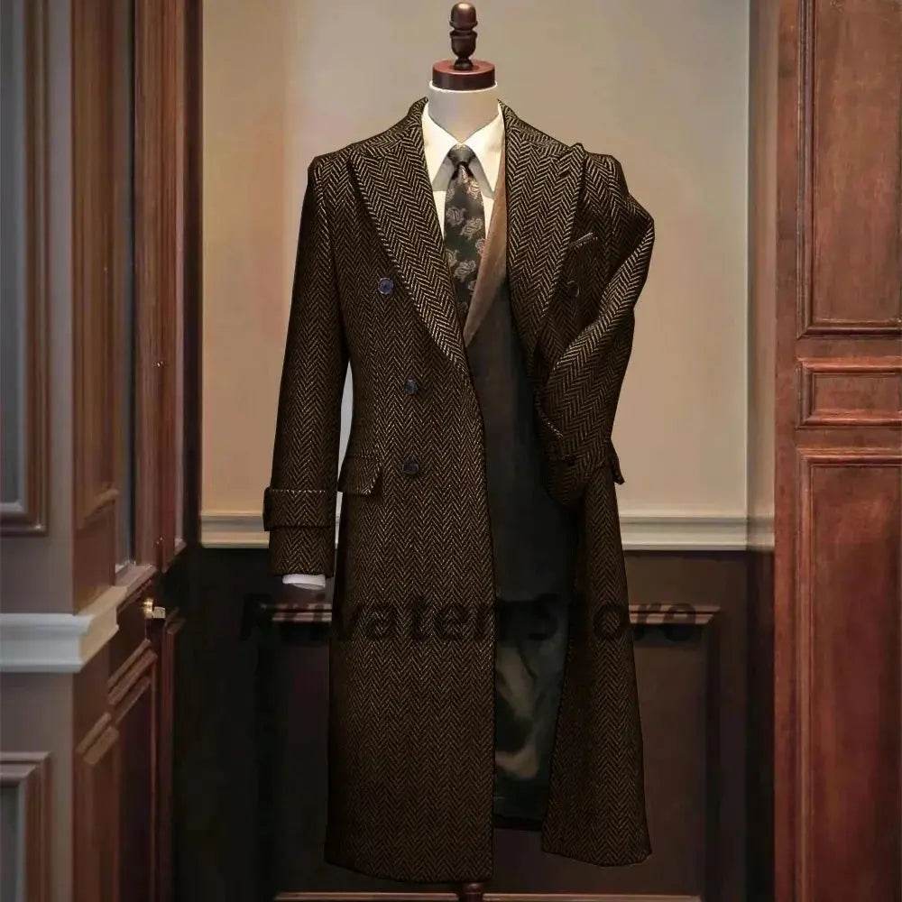 Men Jackets Notched Herringbone Lapel Blazer High Quality Suit Long Coat Windbreaker Camping Men's clothing chaquetas hombre - Mulambo store