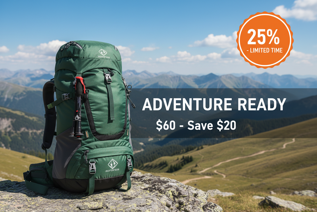 25% OFF Hiking Backpack Promotional Image