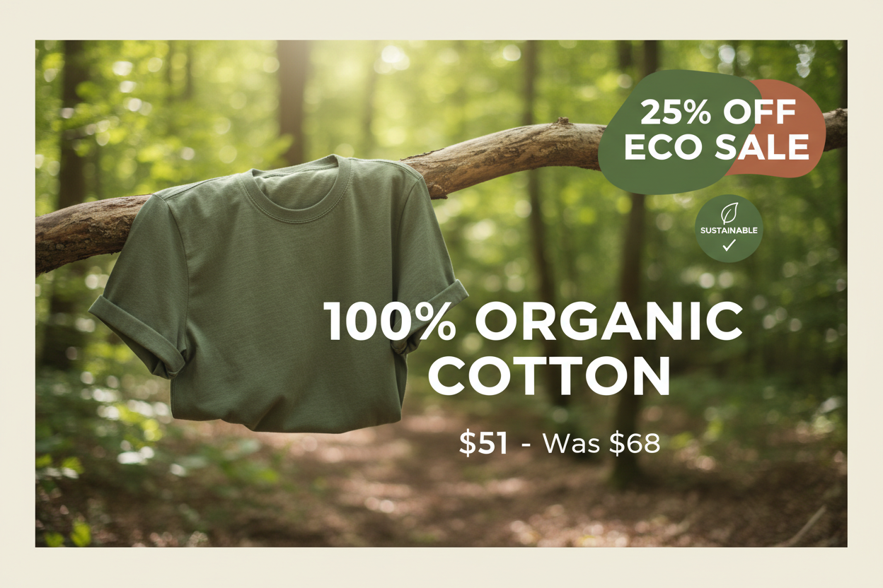 25% OFF Organic Cotton Sustainable Tee