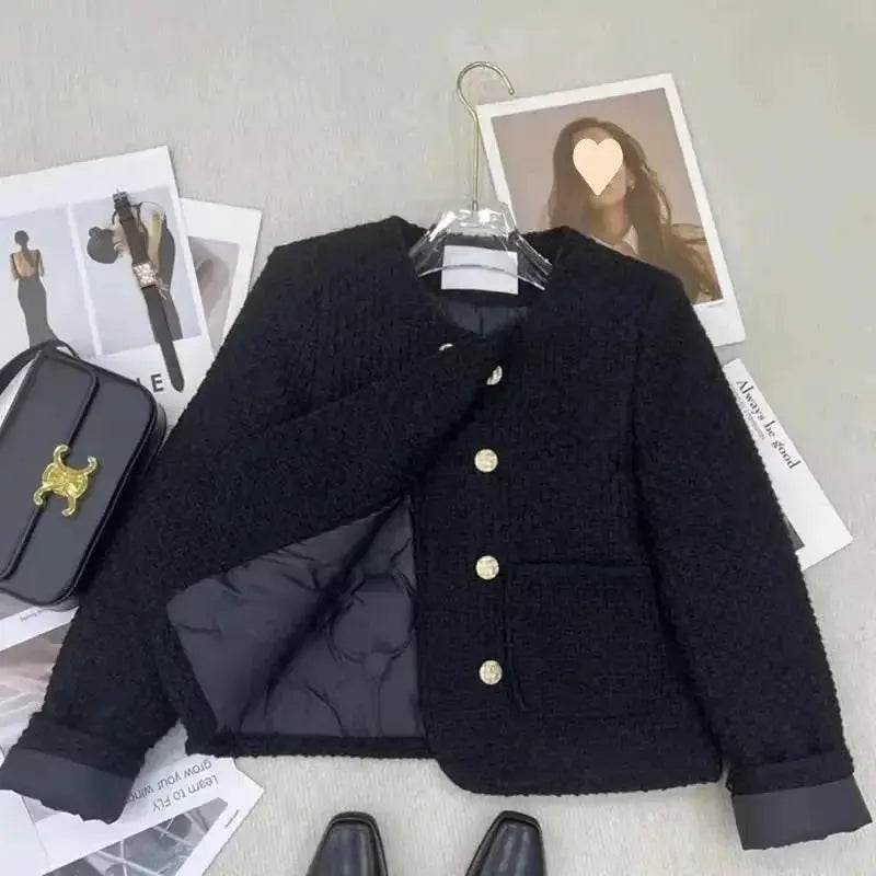 French double-breasted small fragrance liner plus cotton temperament short coat autumn and winter new high-end ladies coat - Mulambo store