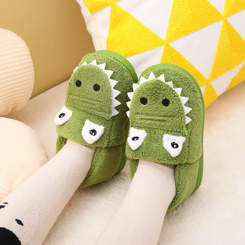 Boys' Dinosaur Slippers with Plush TPR Sole & Alligator/Crocodile Teeth - Warm Winter Indoor/Outdoor, Green & White Low-Top Easy Slip-On for, Cute Dino Footwear for Bedtime & Play Mulambo store