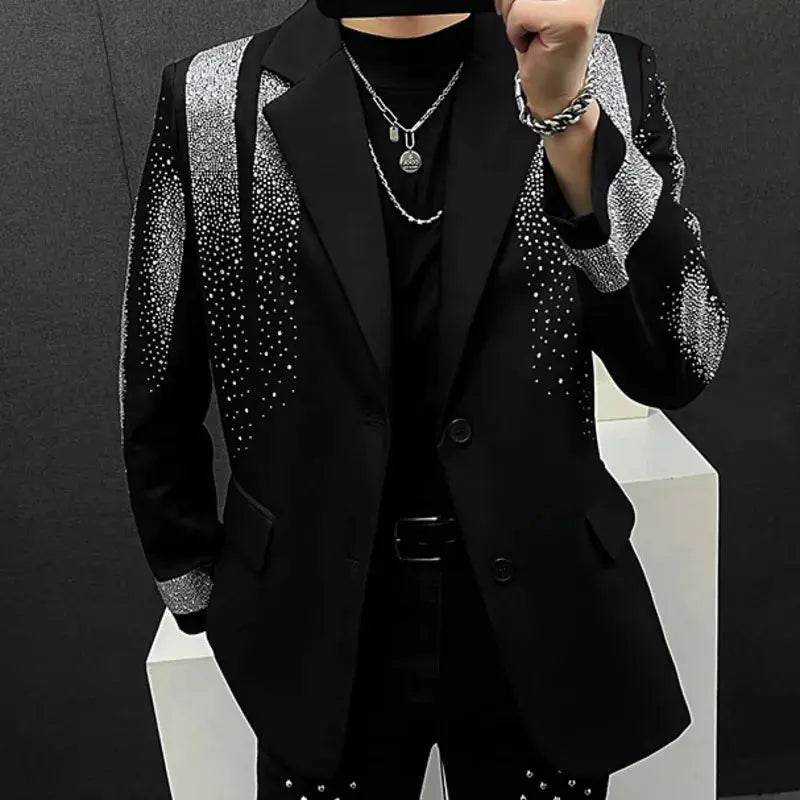 High Quality Diamond Blazer Luxury Mens Fashion Heavy Industry Hot Diamond Punk Slim Suit Jacket Men Chaquetas Hombre De Vestir - Mulambo store