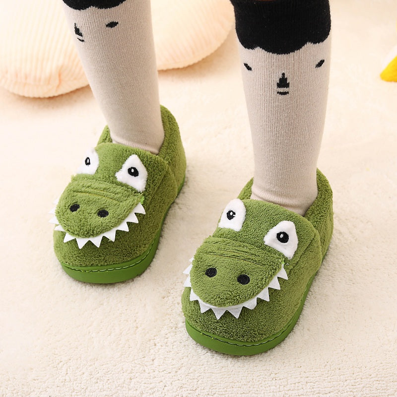 Boys' Dinosaur Slippers with Plush TPR Sole & Alligator/Crocodile Teeth - Warm Winter Indoor/Outdoor, Green & White Low-Top Easy Slip-On for, Cute Dino Footwear for Bedtime & Play Mulambo store