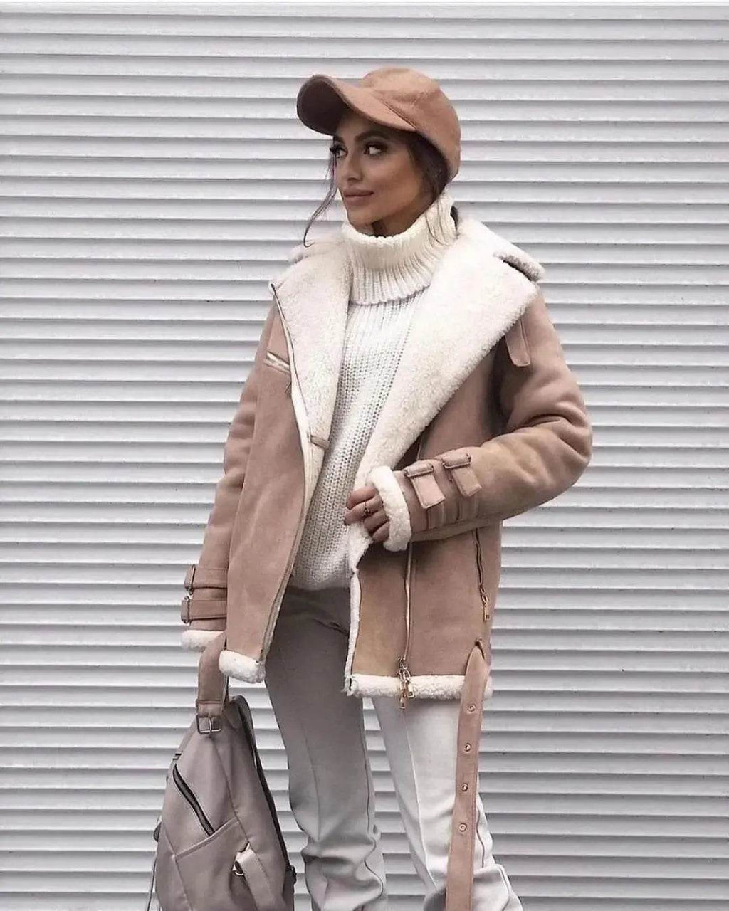 Autumn And Winter New Suede Lapel Zipper Cardigan Fashion Women's Long Sleeve Solid Color Coat Women - Mulambo store