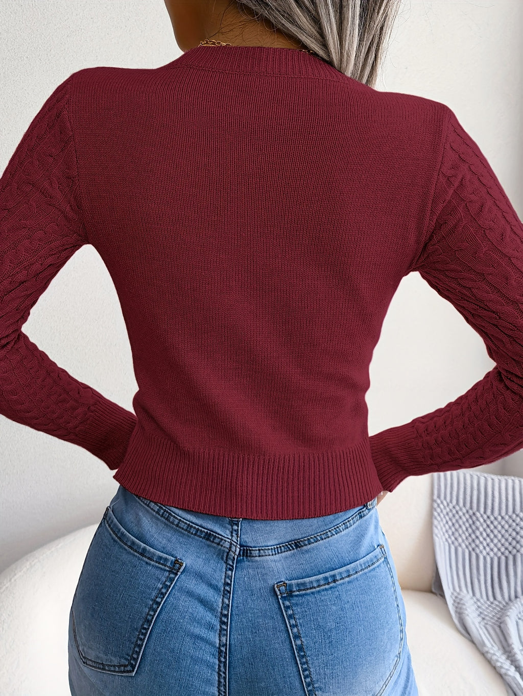 Women'S Sexy Hollow-Out Knit Pullover Sweater, Long Sleeve Crew Neck, Skinny Fit, Acrylic Blend (Polyester 28%, Polyamide 22%, Viscose 28%), High Stretch Fabric, Solid Color, Spring/Fall Fashion Top Mulambo store