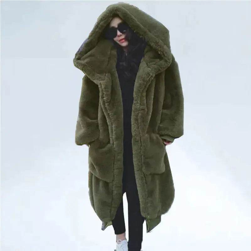 Oversized Winter Faux Fur Coat Women Parka Long Warm Faux Fur Jacket Coats Hoodies Loose Winter Coat Outwear Casaco Feminino - Mulambo store