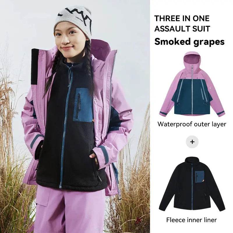 VECTOR Men Woman 3-in-1 Outdoor Jackets Hiking Jacket Waterproof Windproof Outdoor Camping Coat 100% Nylon Chaquetas Hombre - Mulambo store