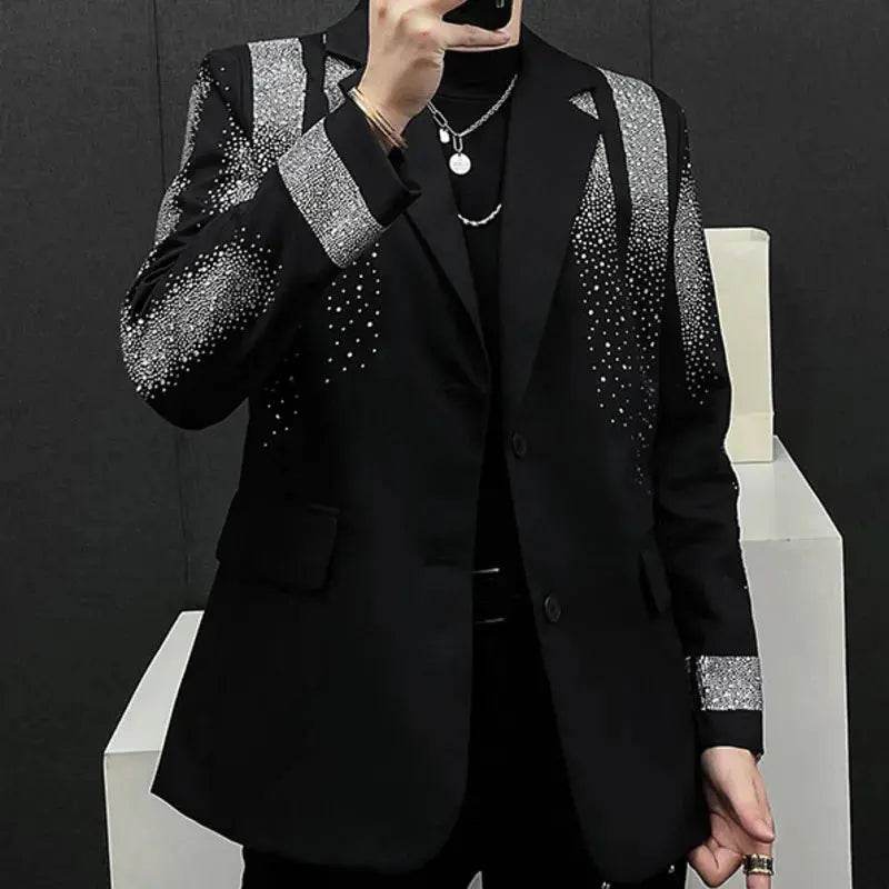 High Quality Diamond Blazer Luxury Mens Fashion Heavy Industry Hot Diamond Punk Slim Suit Jacket Men Chaquetas Hombre De Vestir - Mulambo store