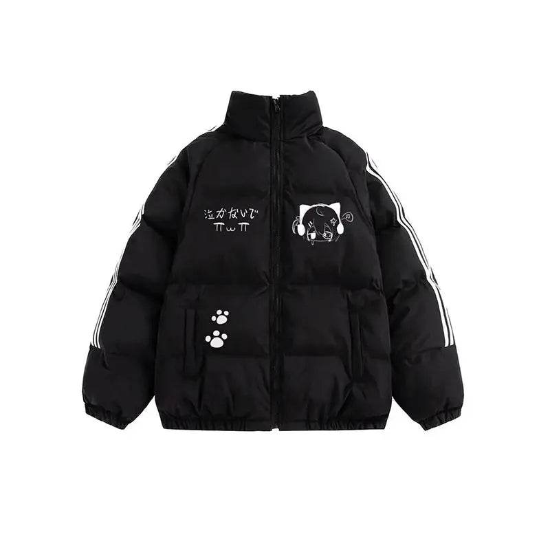 Korea Print Design Warm Cooton Coats Tops Winter New Fashion Loose Chaqueta Side Sriped Parkas Snow Wear Casual Women Casaco - Mulambo store