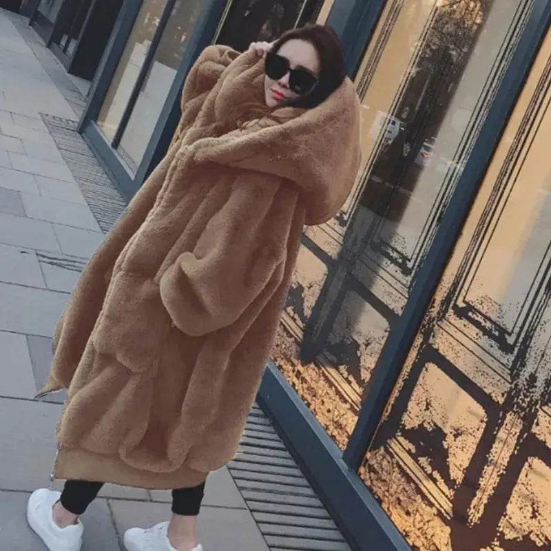 Oversized Winter Faux Fur Coat Women Parka Long Warm Faux Fur Jacket Coats Hoodies Loose Winter Coat Outwear Casaco Feminino - Mulambo store