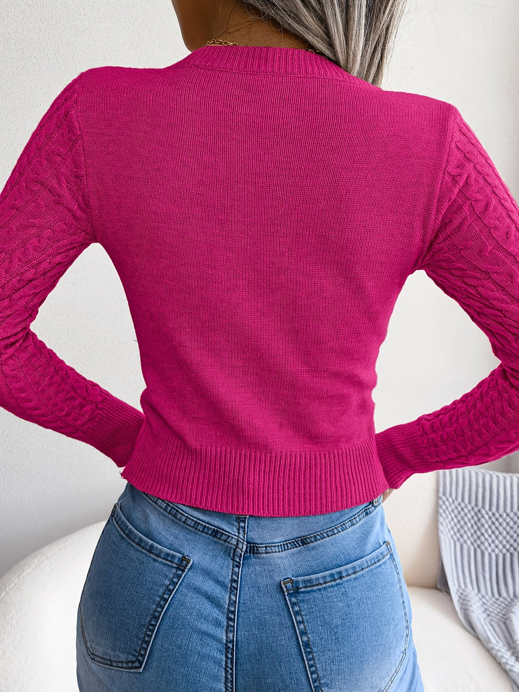 Women'S Sexy Hollow-Out Knit Pullover Sweater, Long Sleeve Crew Neck, Skinny Fit, Acrylic Blend (Polyester 28%, Polyamide 22%, Viscose 28%), High Stretch Fabric, Solid Color, Spring/Fall Fashion Top Mulambo store