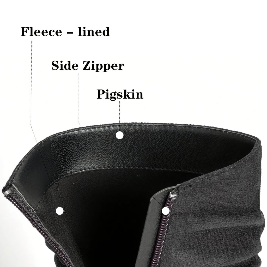 Women's Mid-Calf Boots, Plain Fashionable Boots with Zipper for Comfort and Casual Wear, Round Toe in the Middle of Calf Mulambo store