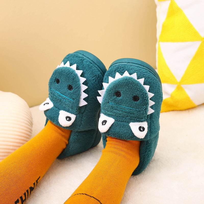 Boys' Dinosaur Slippers with Plush TPR Sole & Alligator/Crocodile Teeth - Warm Winter Indoor/Outdoor, Green & White Low-Top Easy Slip-On for, Cute Dino Footwear for Bedtime & Play Mulambo store