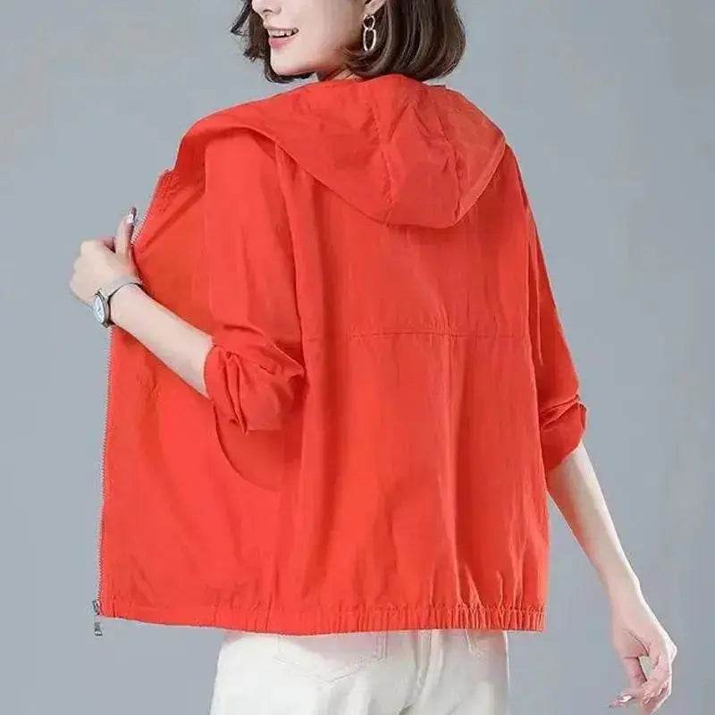 Short Coat Overcoat Female 2025 Summer Women's Jackets Loose Casual Middle Age Mother Wear Long Sleeve Sun-Protective Clothing - Mulambo store