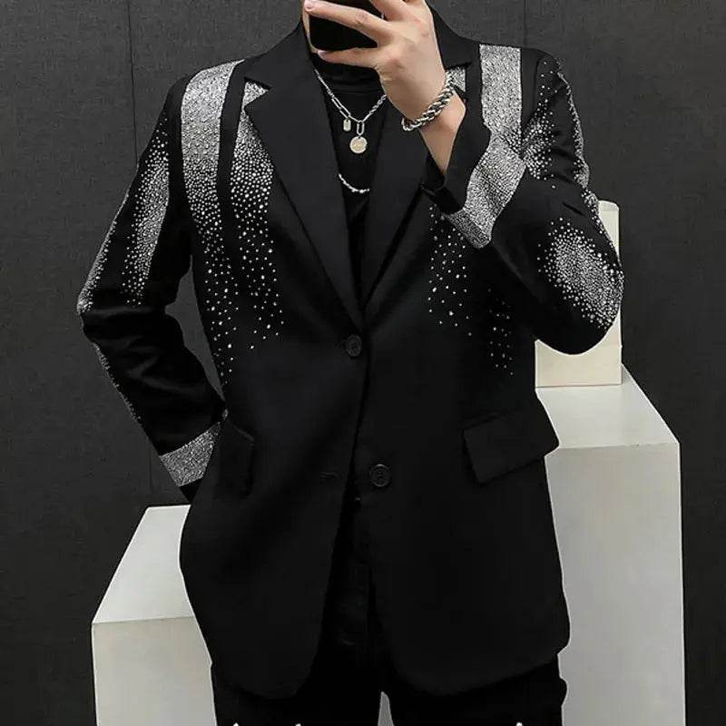 High Quality Diamond Blazer Luxury Mens Fashion Heavy Industry Hot Diamond Punk Slim Suit Jacket Men Chaquetas Hombre De Vestir - Mulambo store