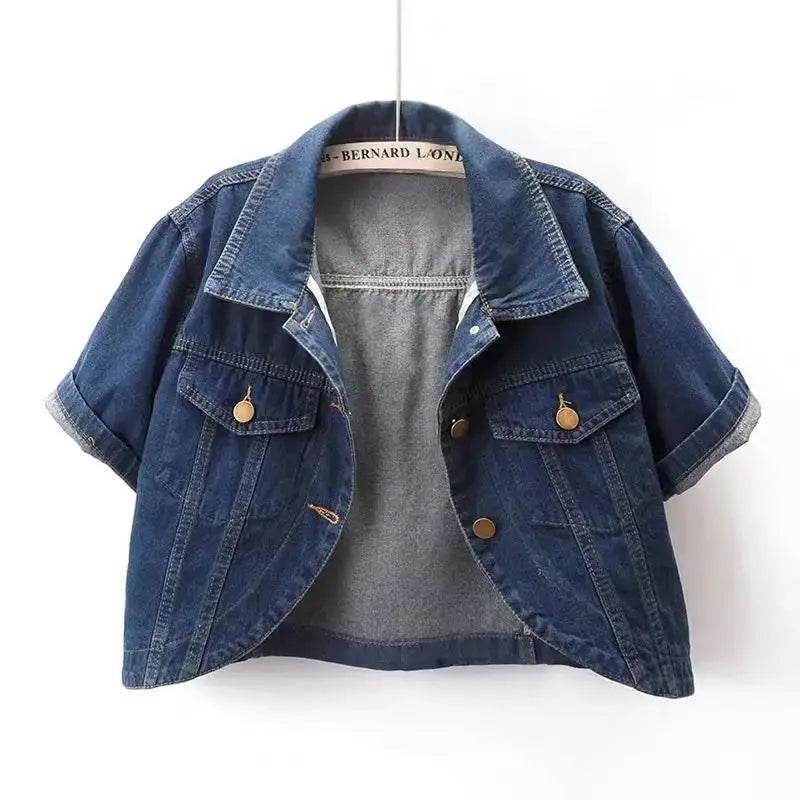 Spring Summer Women Denim Jacket Solid Color Casual Short Denim Coat Female Short Sleeve Pink Jean Jacket Outerwear Chaquetas - Mulambo store