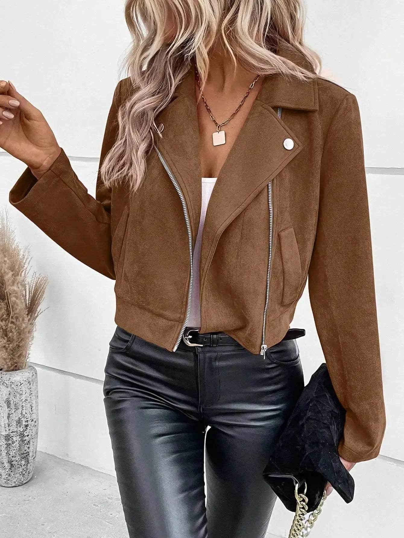 Women Jackets Fashion Autumn Winter Long Sleeve Solid Turn Down Collar Jacket Coat Women Outerwears Chaquetas De Mujer 2025 Q603 - Mulambo store