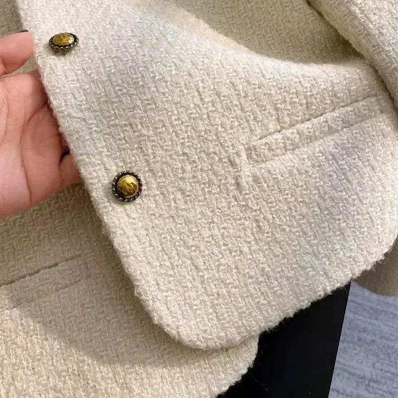 Korean Fashion Elegant Cropped Jackets Women Casual V-neck Single Breasted Outerwears Spring Fall Long Sleeve Chaquetas Blusas - Mulambo store