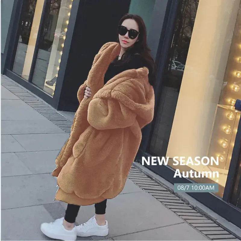 Oversized Winter Faux Fur Coat Women Parka Long Warm Faux Fur Jacket Coats Hoodies Loose Winter Coat Outwear Casaco Feminino - Mulambo store