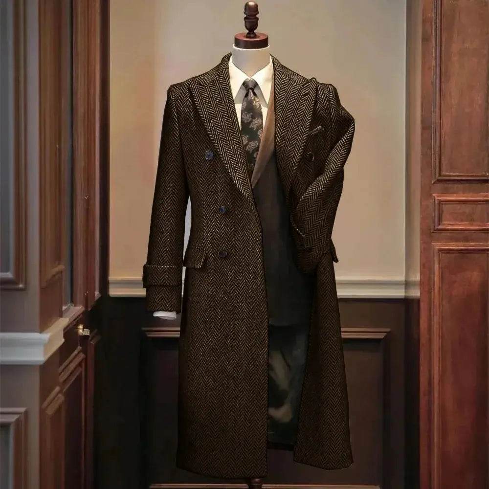 Men Jackets Notched Herringbone Lapel Blazer High Quality Suit Long Coat Windbreaker Camping Men's clothing chaquetas hombre - Mulambo store