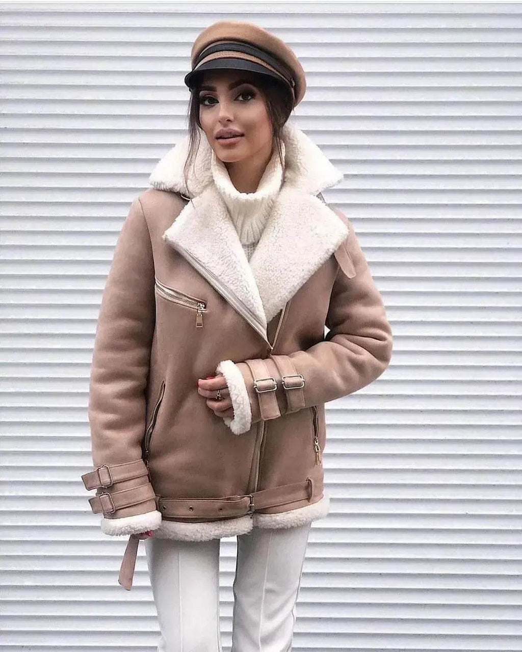 Autumn And Winter New Suede Lapel Zipper Cardigan Fashion Women's Long Sleeve Solid Color Coat Women - Mulambo store