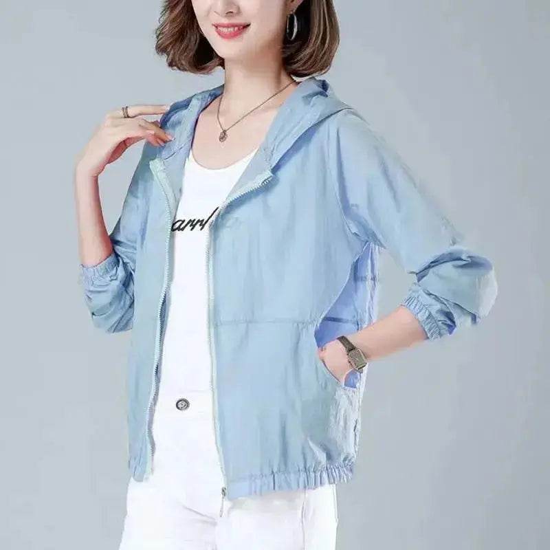 Short Coat Overcoat Female 2025 Summer Women's Jackets Loose Casual Middle Age Mother Wear Long Sleeve Sun-Protective Clothing - Mulambo store