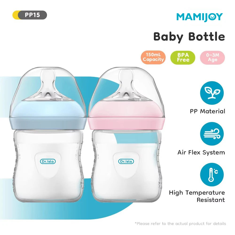 MAMIJOY New 150ML Baby Bottle With Handle Anti-bloating＆Anti-drop Clear Scale Milk Bottle Feeding Baby Bottles BPA-FREE PP15 Mulambo store