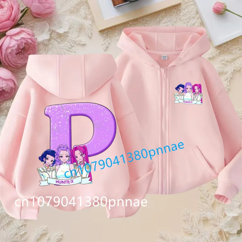 Hots Kid Girl Boy Sweatshirt Zipper Hoody Baby Casual Tops Funny Zip Up Sweatshirts Kpop Demon Hunters Hoodie Children Clothes Mulambo store