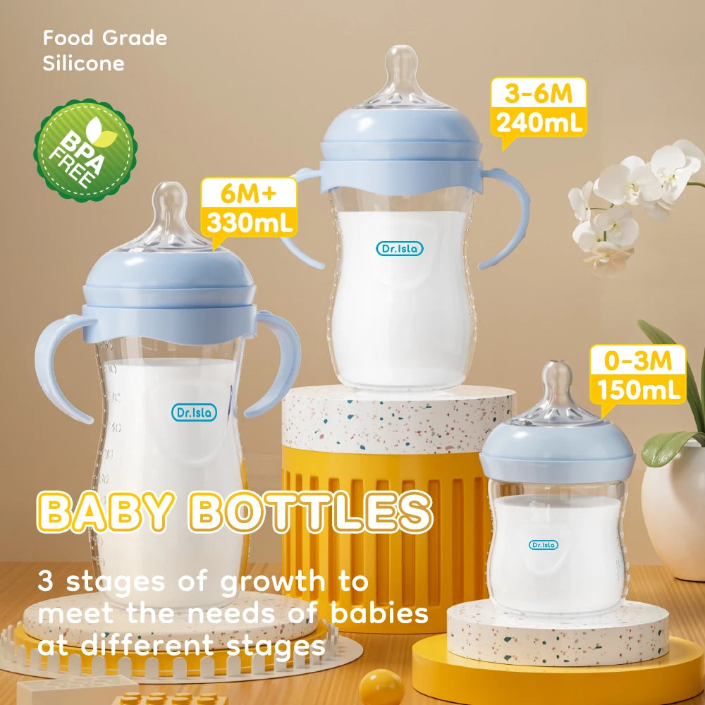 MAMIJOY New 150ML Baby Bottle With Handle Anti-bloating＆Anti-drop Clear Scale Milk Bottle Feeding Baby Bottles BPA-FREE PP15 Mulambo store