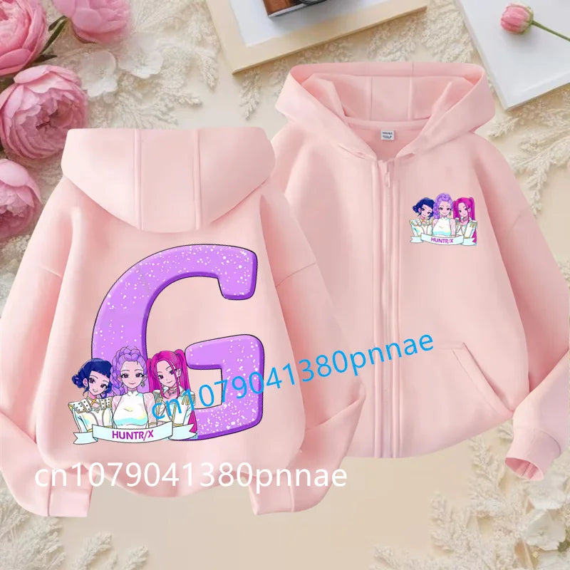 Hots Kid Girl Boy Sweatshirt Zipper Hoody Baby Casual Tops Funny Zip Up Sweatshirts Kpop Demon Hunters Hoodie Children Clothes Mulambo store