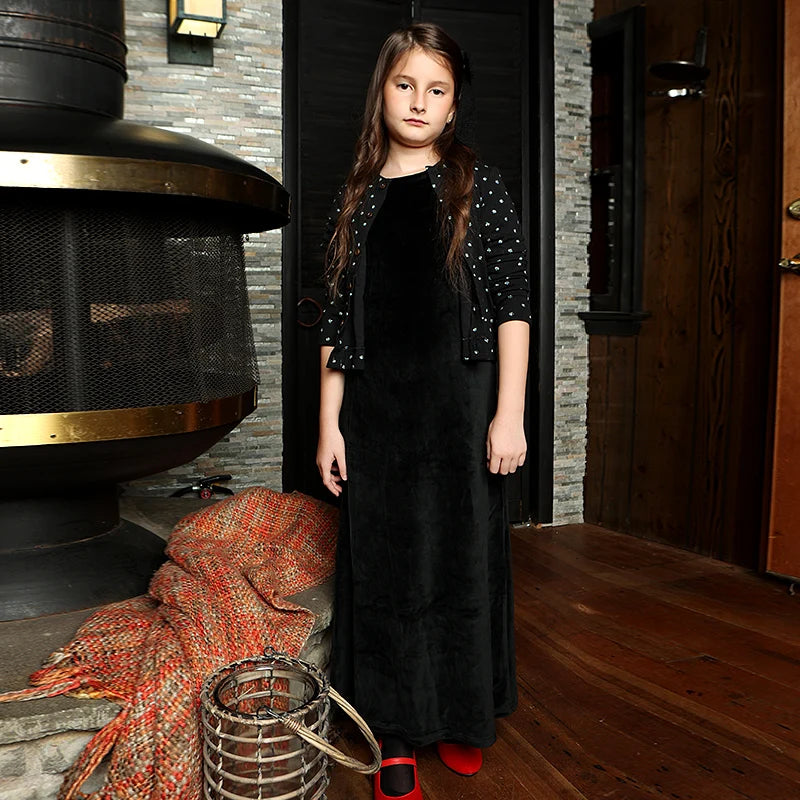 AA-Autumn winter velour and ribbed robe boy and girls family matching clothes baby romper girl nightgown floral print ribbed Mulambo store