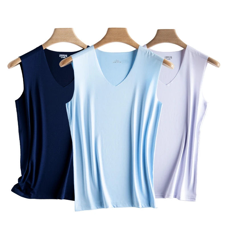 Silk Tank Tops Seamless Mens Vest Sleeveless Sport Bodysuit Vest For Men Clothing Plain Casual Summer Tank Undershirts Cool Gym Shop2947224 Store