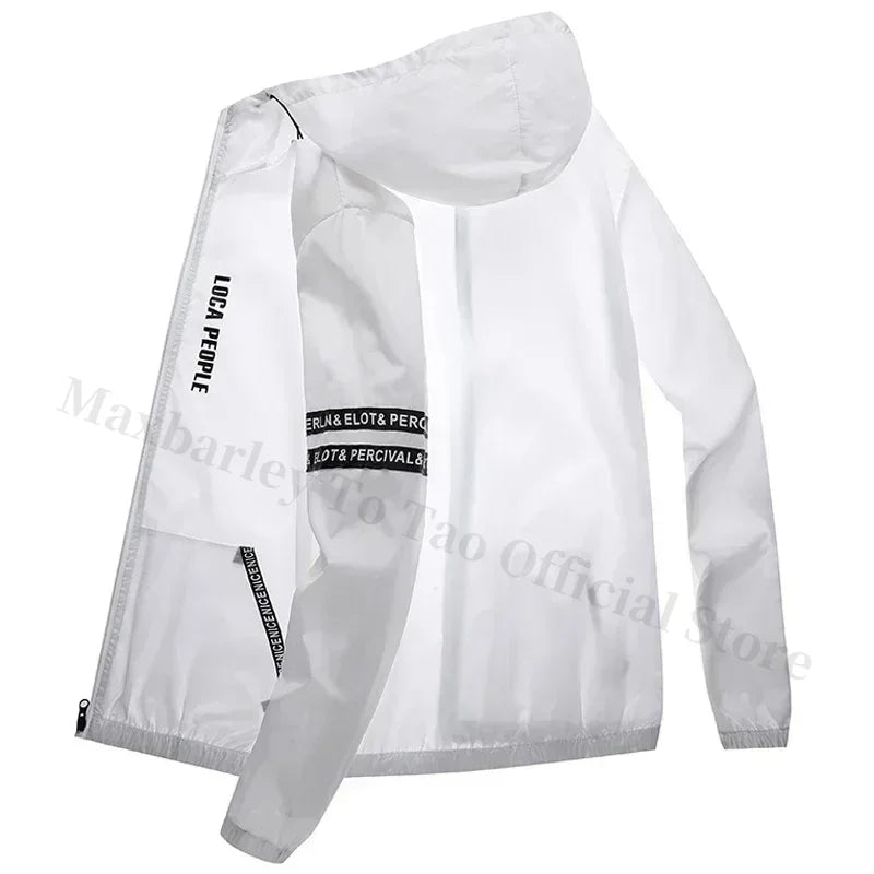Summer Sun Protection Clothing Men's Casual Waterproof Quick-drying Bicycle Hooded Jacket Plus Size Hiking Thin Skin windbreaker Maxbarley To Tao Official Store