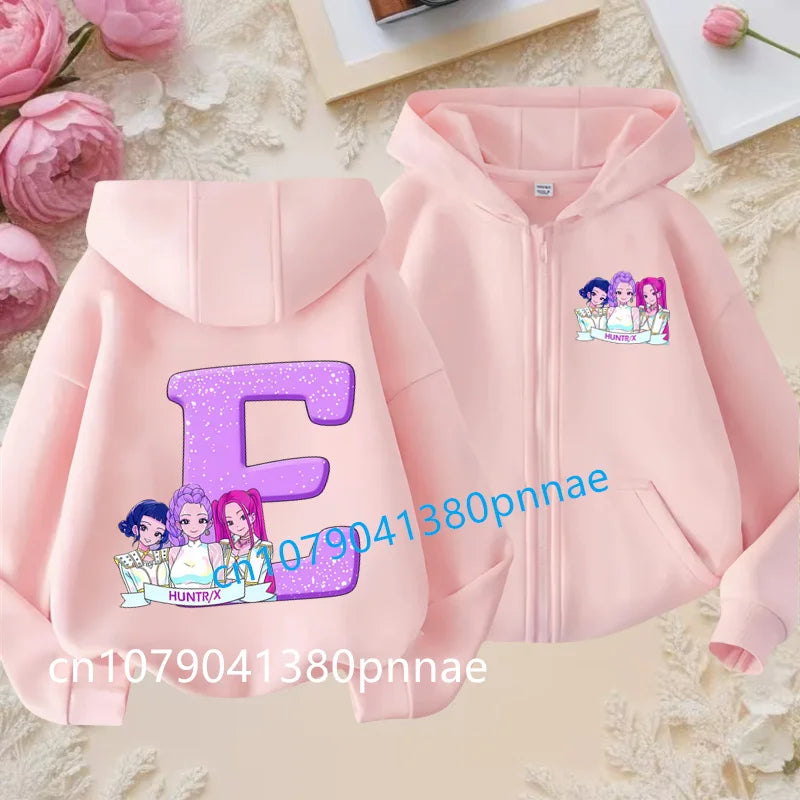Hots Kid Girl Boy Sweatshirt Zipper Hoody Baby Casual Tops Funny Zip Up Sweatshirts Kpop Demon Hunters Hoodie Children Clothes Mulambo store