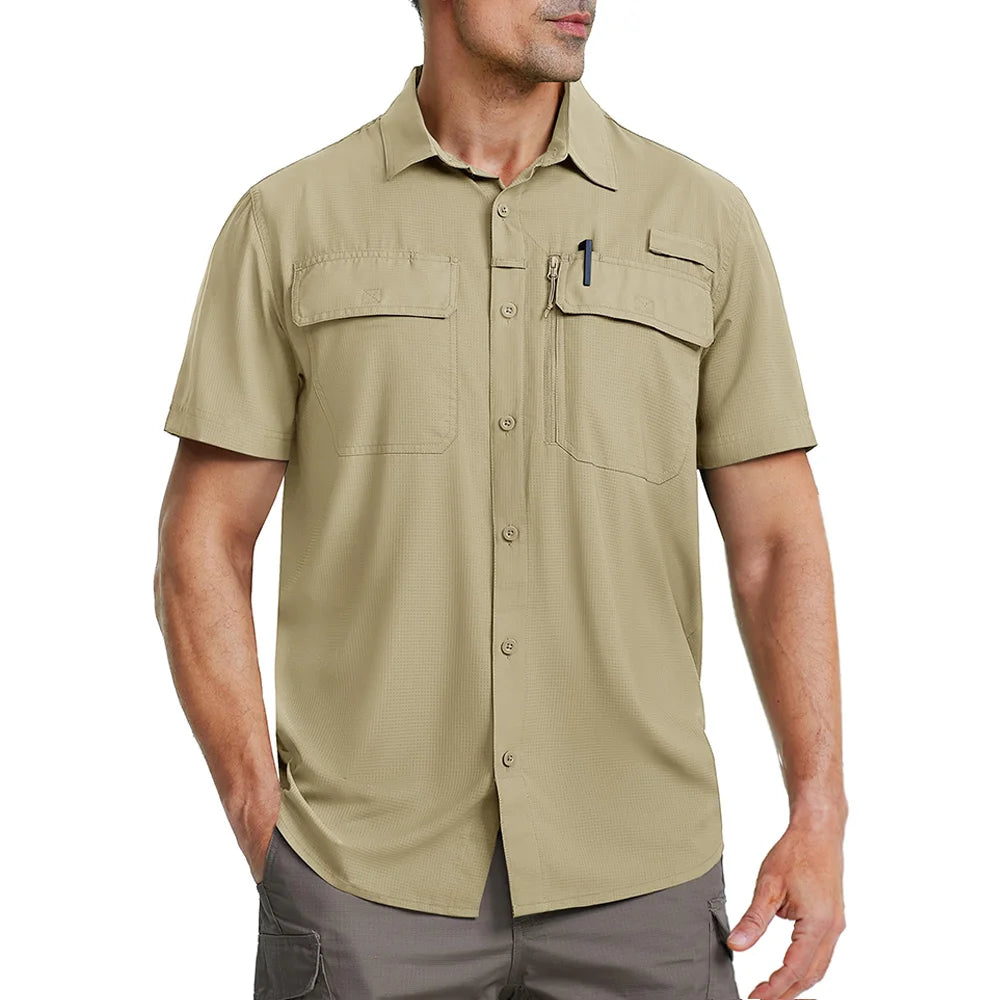Men's UPF 50+ Fishing Shirt Quick Dry - Multi-Pocket Outdoor Hiking