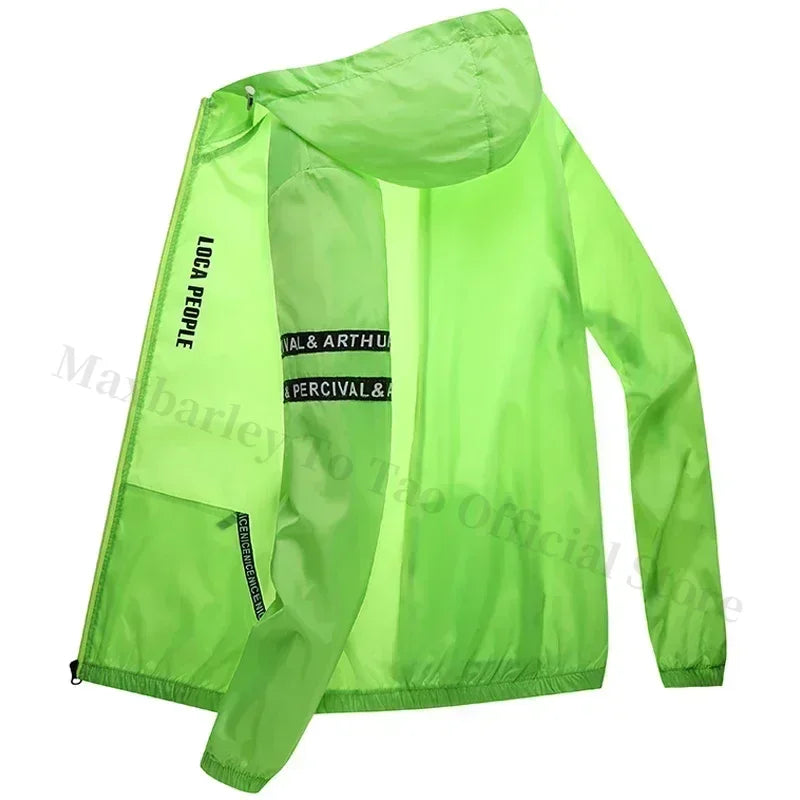 Summer Sun Protection Clothing Men's Casual Waterproof Quick-drying Bicycle Hooded Jacket Plus Size Hiking Thin Skin windbreaker Maxbarley To Tao Official Store