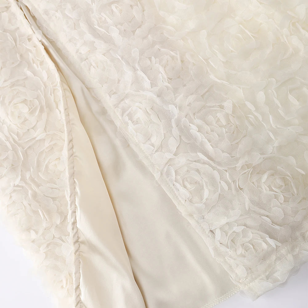 Women's 3D Flower Maxi Evening Dress - Wedding Guest Formal Gown