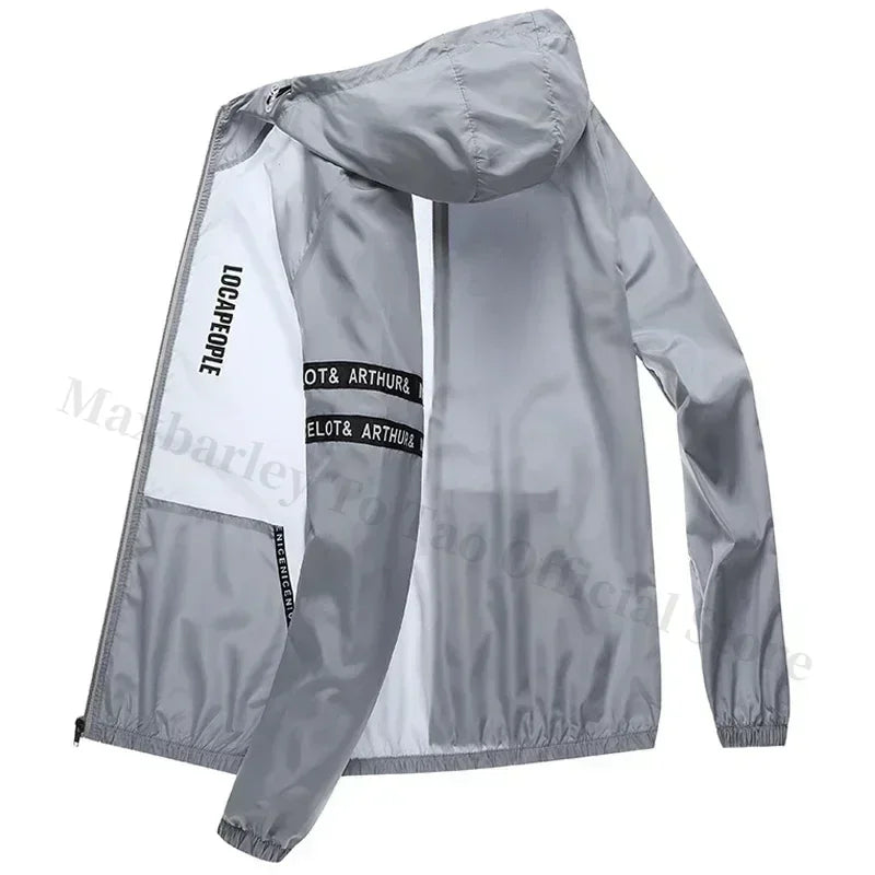 Summer Sun Protection Clothing Men's Casual Waterproof Quick-drying Bicycle Hooded Jacket Plus Size Hiking Thin Skin windbreaker Maxbarley To Tao Official Store