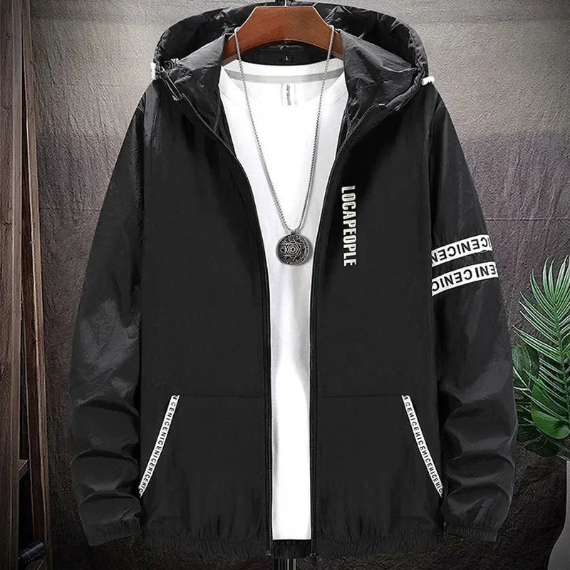 Men's UV Protection Hooded Windbreaker - SPF Summer Jacket Big Sizes to 9XL
