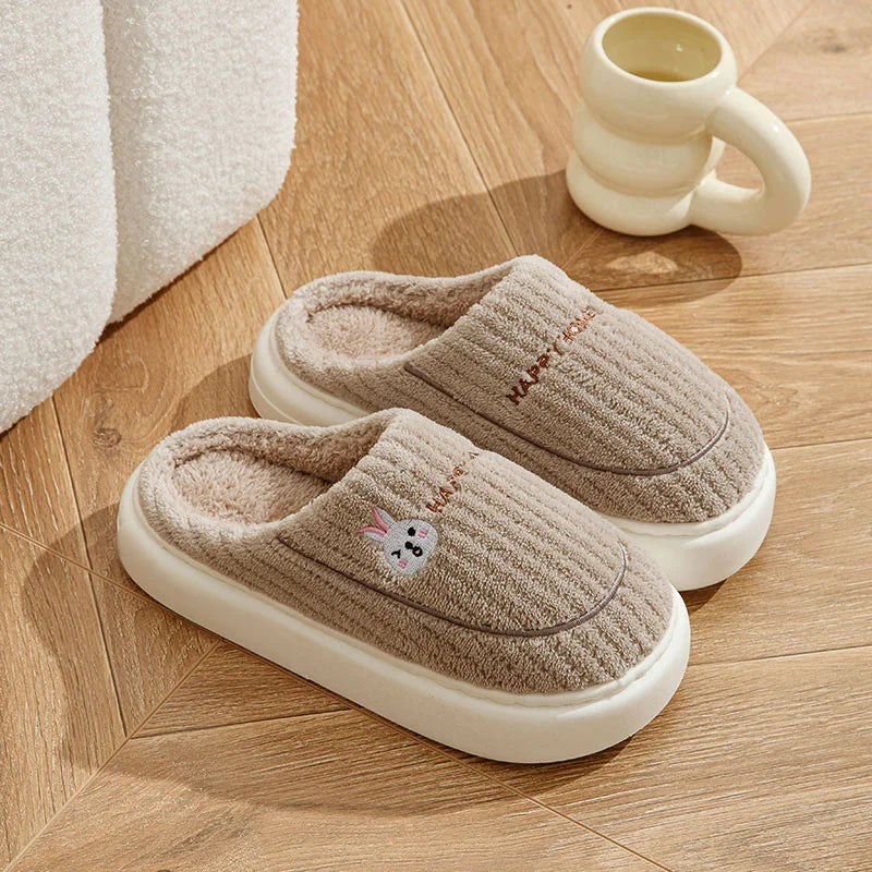 Cotton slippers for women in autumn and winter, new home style, quiet, non slip, thick bottom, warm and plush cotton slippers Mulambo store