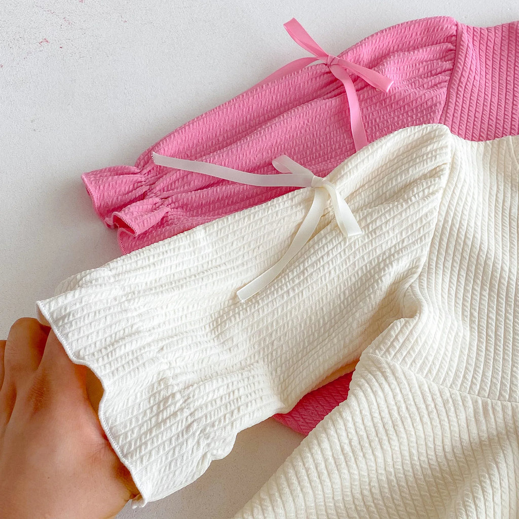 2025 Autumn New Children Long Sleeve Clothes Set Girls Cute Bow Loose Tops + Flared Trousers 2pcs Suit Cotton Kids Girls Outfits Mulambo store