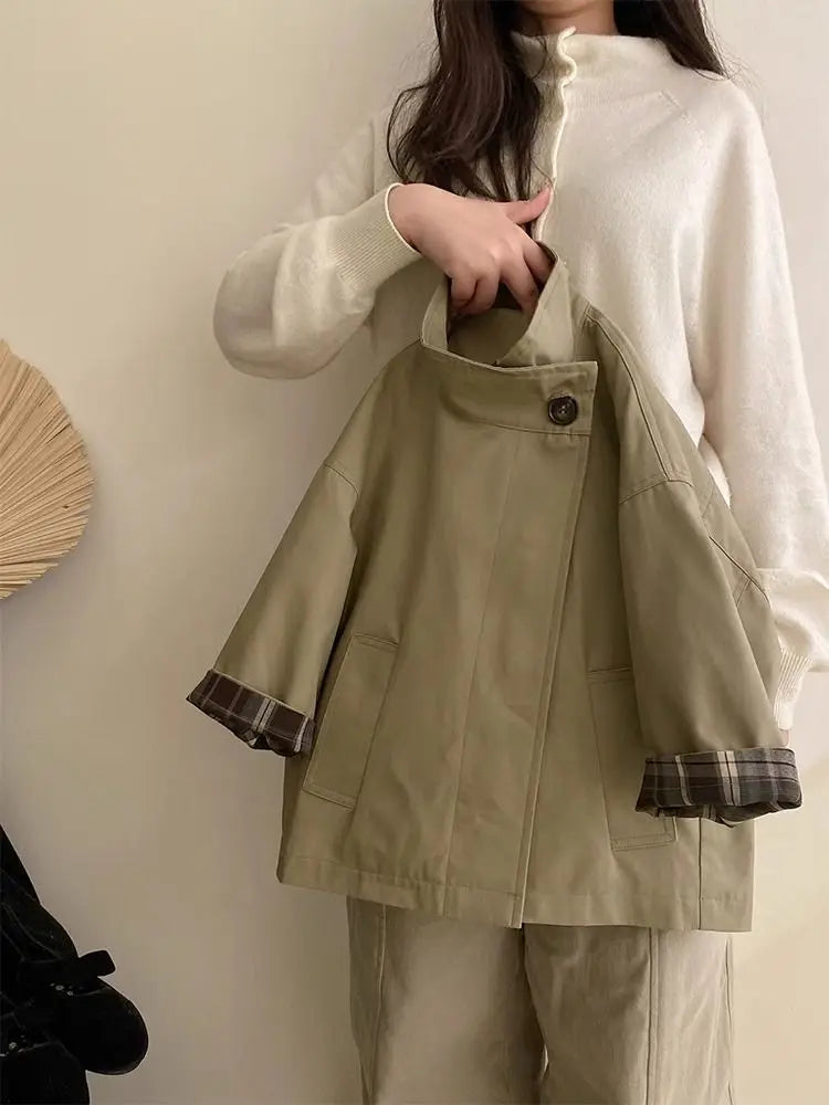 Kids Girls Cotton Teens Spring Autumn Windbreaker Coats Khaki Princess Oversize Coat Medium Long Outerwear Trench Clothes 4-15Y Mulambo store