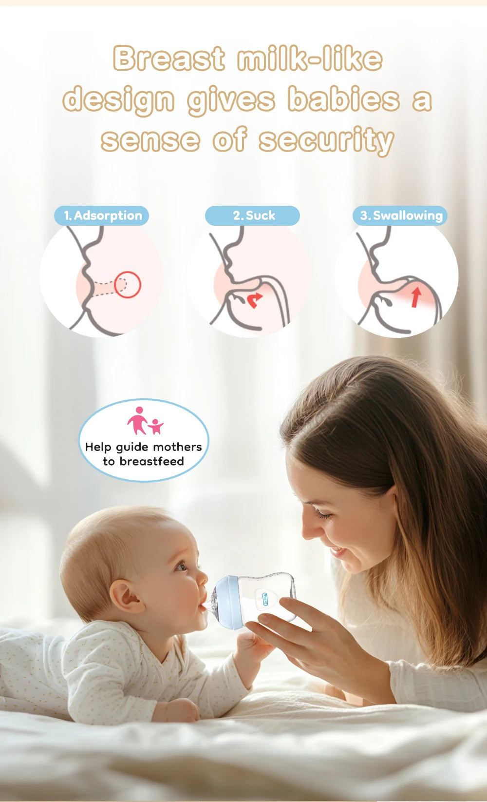 MAMIJOY New 150ML Baby Bottle With Handle Anti-bloating＆Anti-drop Clear Scale Milk Bottle Feeding Baby Bottles BPA-FREE PP15 Mulambo store